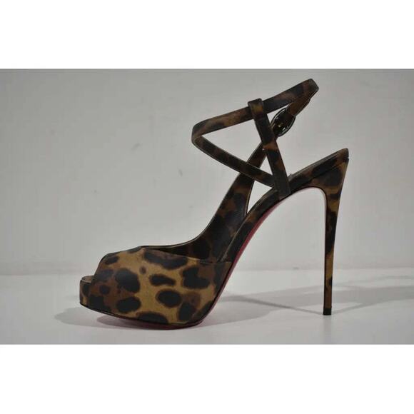 Christian Louboutin Jenlove Alta 120 Brown Strap Platform Sandal Heel Pump 39.5 - Picture 9 of 12